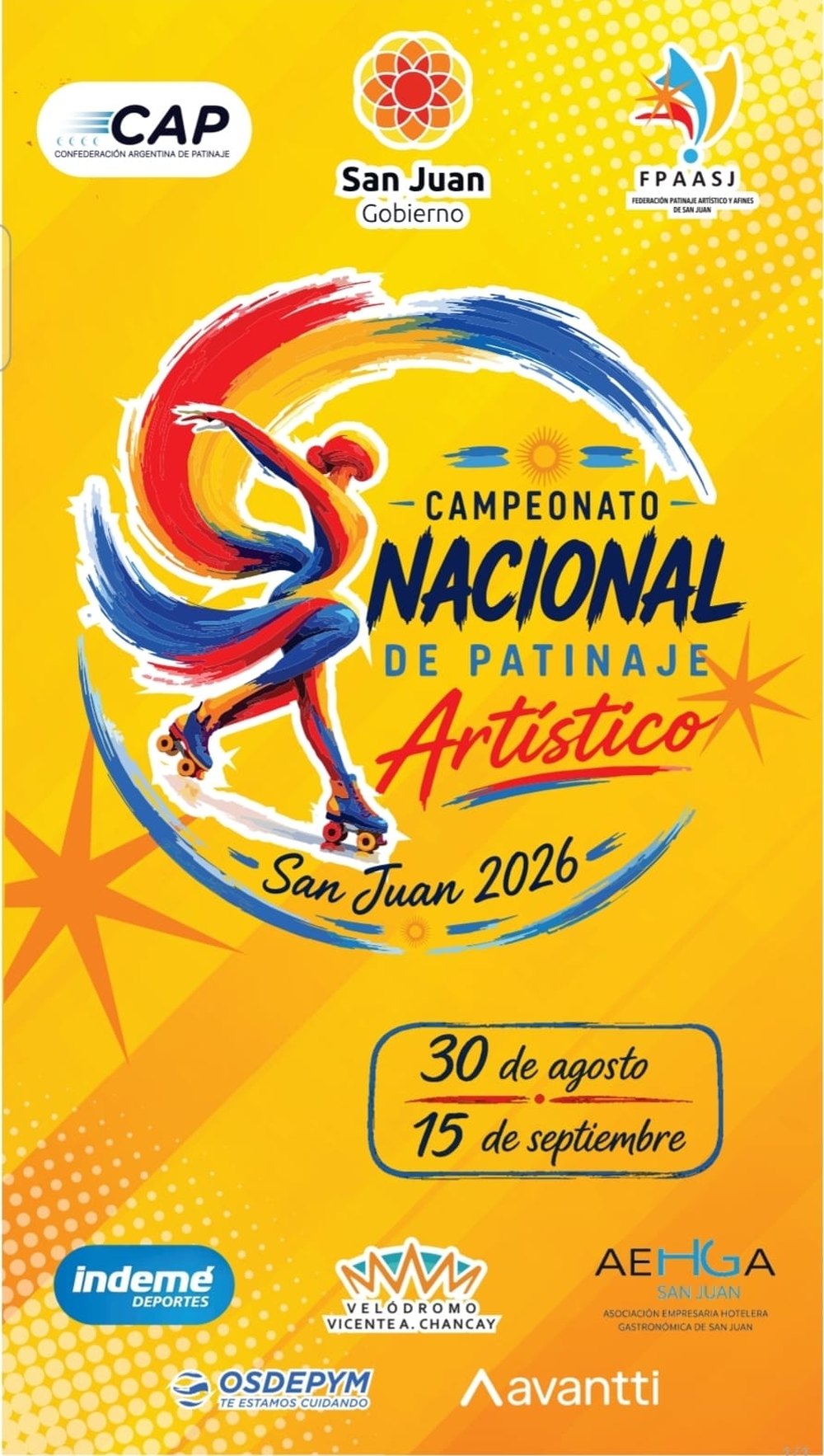 Flyer oficial del Campeonato Nacional de Patinaje Artístico San Juan 2026